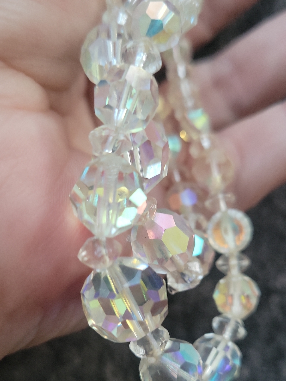 Vtg LOT of 2 AB Rock Crystal Double strand Chokers - Picture 4 of 13